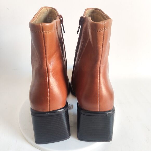 Bass Boots Size 8 90s Y2K Leather Camel Tan Square Toe Mid-Calf Vintage Womens - Picture 4 of 12